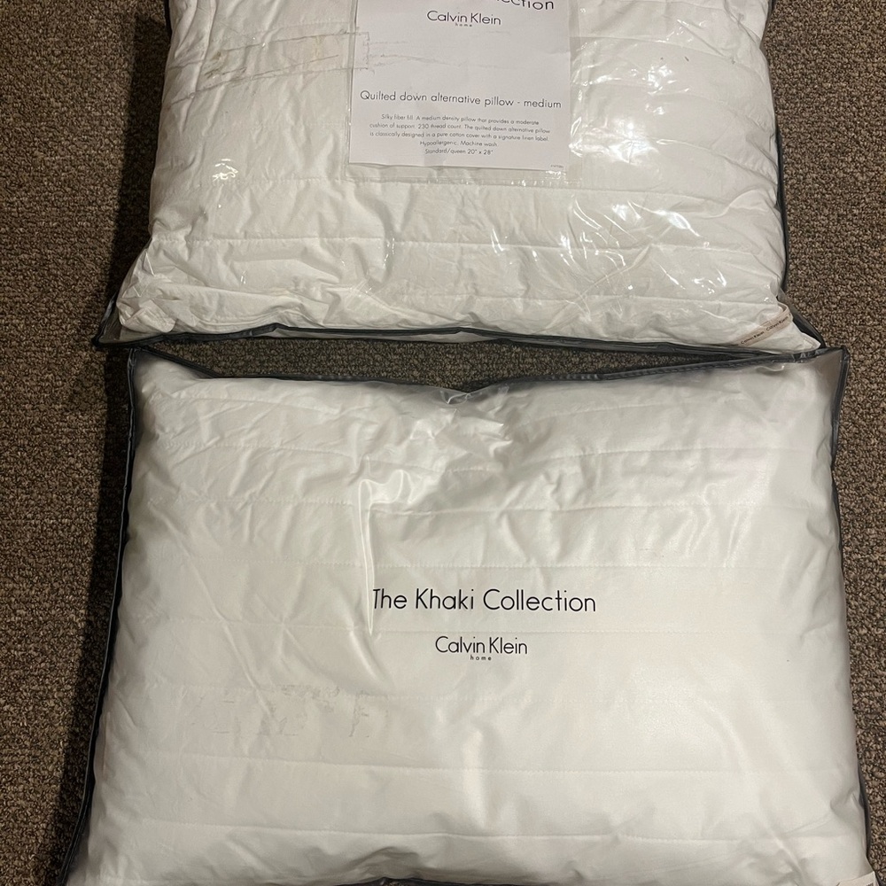 Calvin Klein Khaki Collection Quilted White Pillows